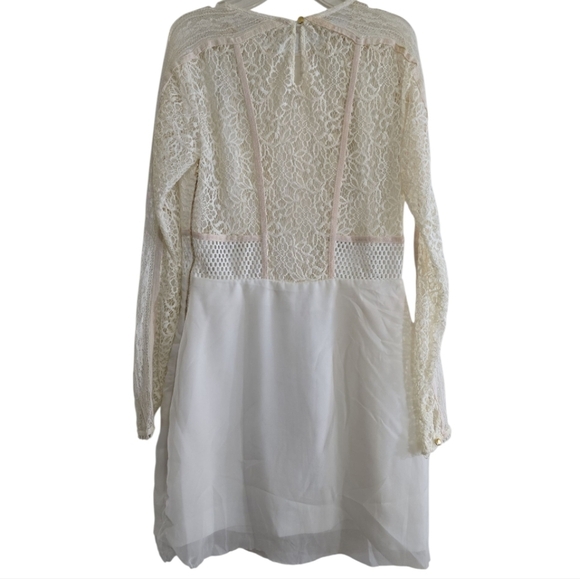 NWT Three Floor Contemporary Lace Multi Media Dress 8 Faux Wrap Skirt - Picture 8 of 12